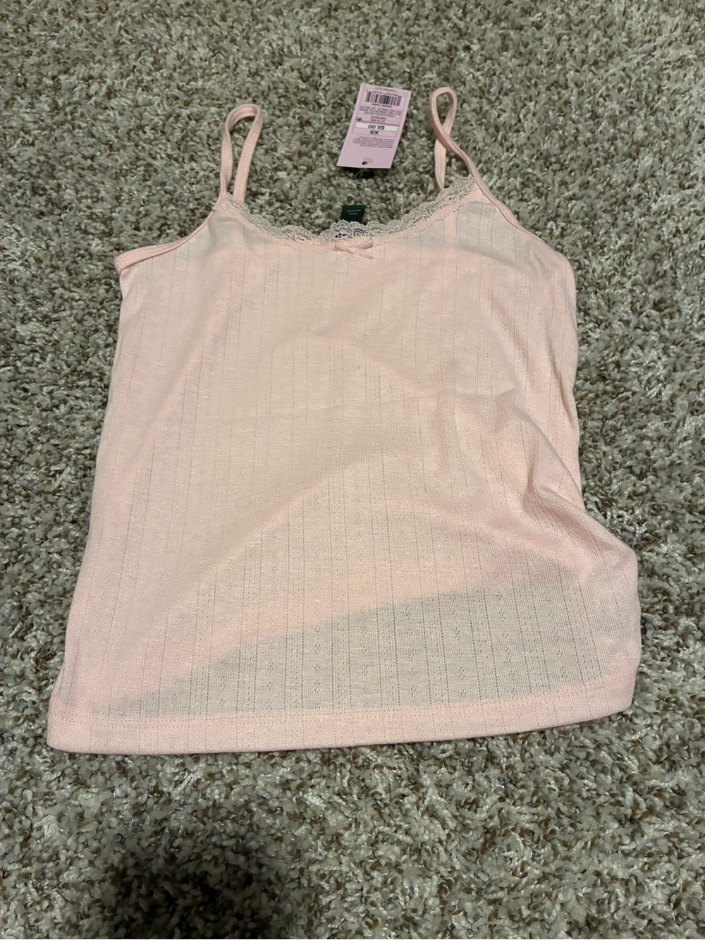 wild fable Light Pink Lace-Trim Ribbed Cami